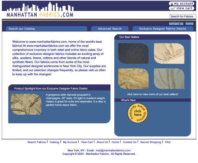 manhattanfabrics.com search screenshot